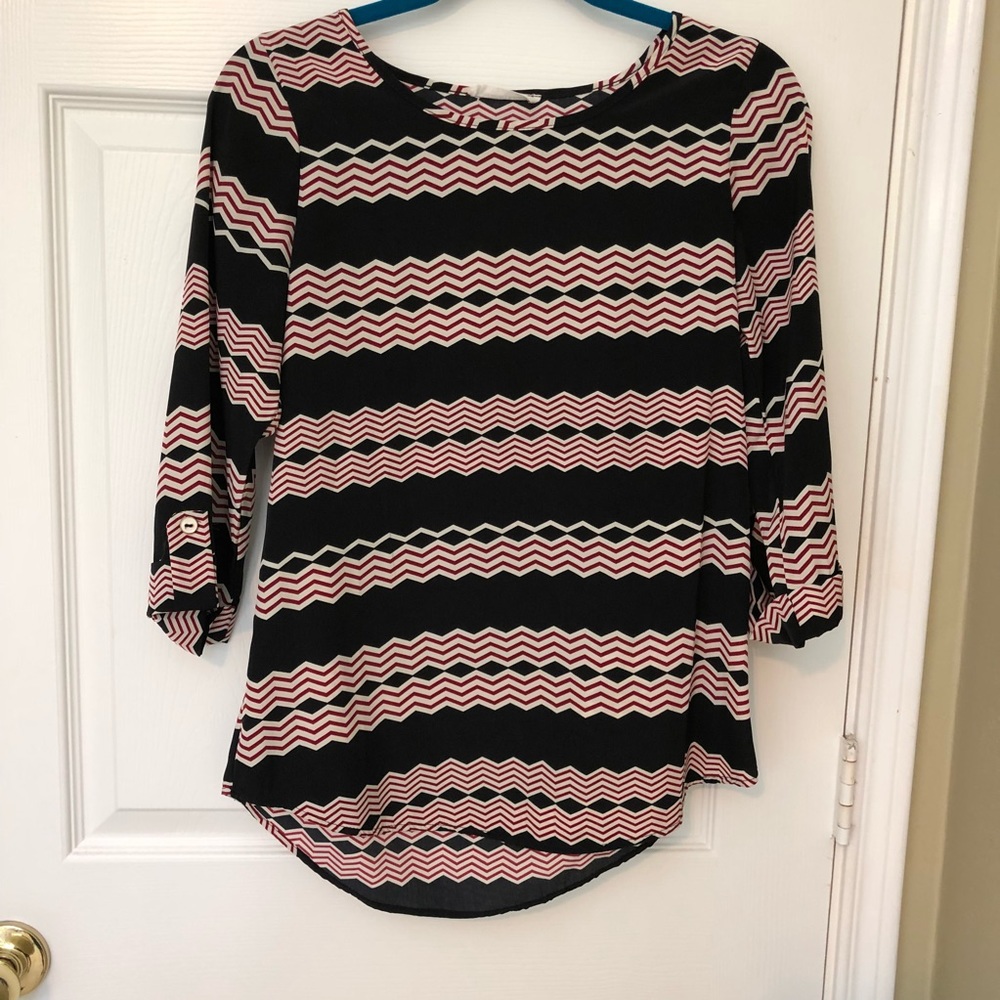 Black and maroon chevron tunic